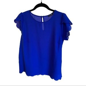 Papermoon blue top with scallop edges